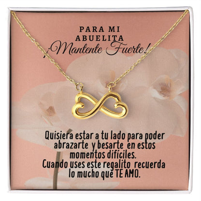 Collar con tarjeta con mensaje para la Abuela: Mantente Fuerte! Collar forma Ancla & Corazón. Jewelry 18k Yellow Gold Finish 