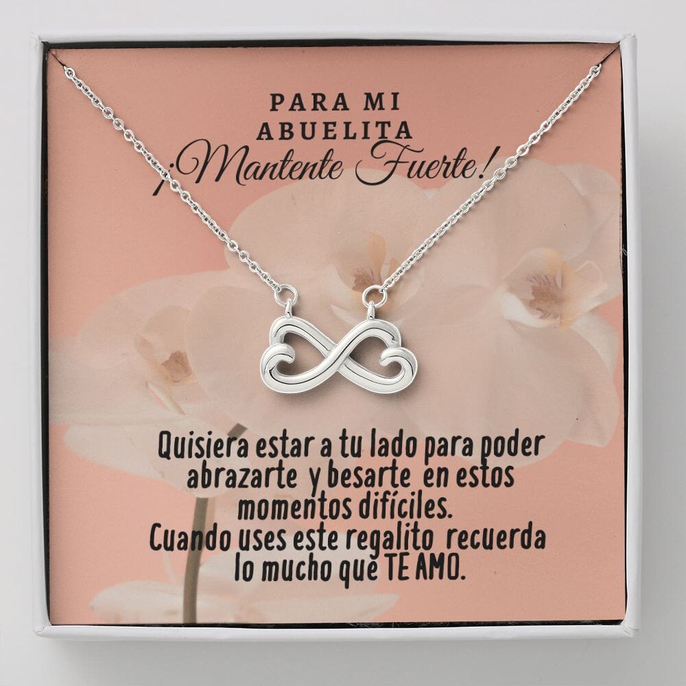 Collar con tarjeta con mensaje para la Abuela: Mantente Fuerte! Collar forma Ancla & Corazón. Jewelry 14k White Gold Finish 