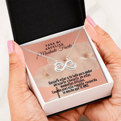 Collar con tarjeta con mensaje para la Abuela: Mantente Fuerte! Jewelry 14k White Gold Finish 