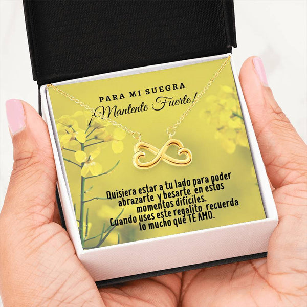 Collar con tarjeta con mensaje para la Suegra: Mantente Fuerte! Collar forma Ancla & Corazón. Jewelry ShineOn Fulfillment 18k Yellow Gold Finish 