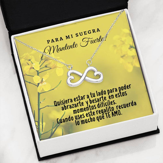 Collar con tarjeta con mensaje para la Suegra: Mantente Fuerte! Collar forma Ancla & Corazón. Jewelry 