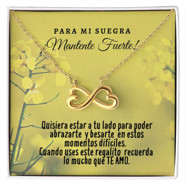 Collar con tarjeta con mensaje para la Suegra: Mantente Fuerte! Collar forma Ancla & Corazón. Jewelry 18k Yellow Gold Finish 