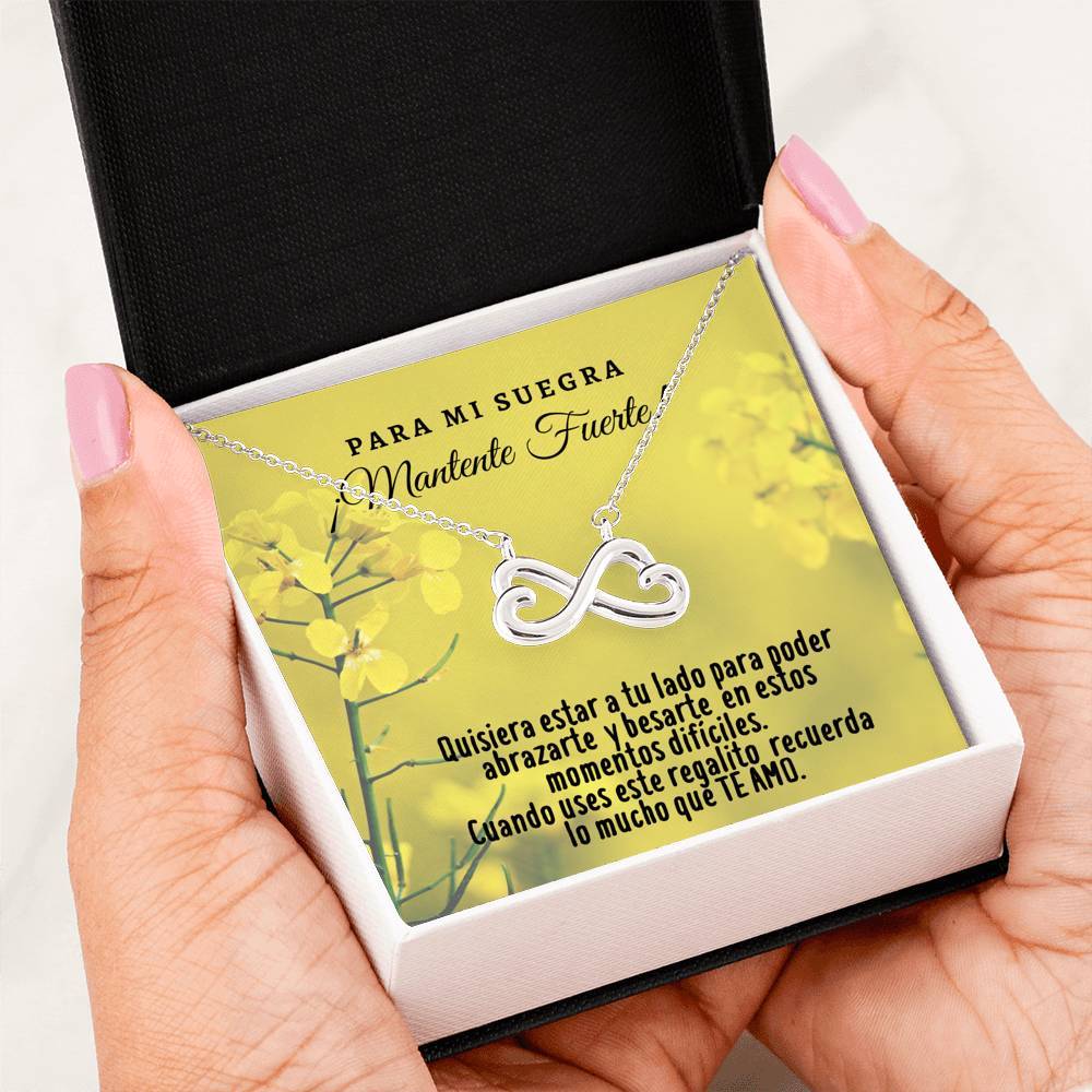 Collar con tarjeta con mensaje para la Suegra: Mantente Fuerte! Collar forma Ancla & Corazón. Jewelry ShineOn Fulfillment 14k White Gold Finish 