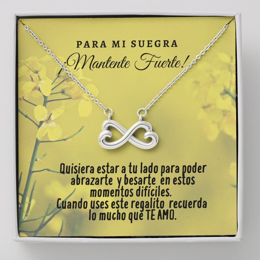 Collar con tarjeta con mensaje para la Suegra: Mantente Fuerte! Jewelry 14k White Gold Finish 