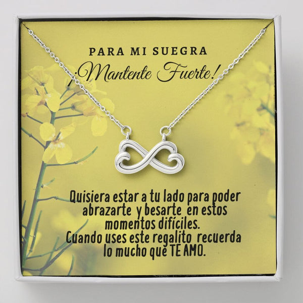 Collar con tarjeta con mensaje para la Suegra: Mantente Fuerte! Jewelry 14k White Gold Finish 