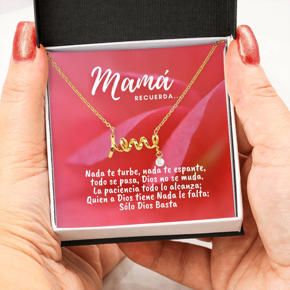 Collar con tarjeta con mensaje para Mamá: Recuerda.. Nada te turbe, nada… - Collar Love por siempre Jewelry 