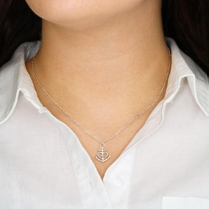 Collar con tarjeta con mensaje para mi Abuela: Mantente Fuerte! Collar forma Ancla & Corazón. Jewelry 
