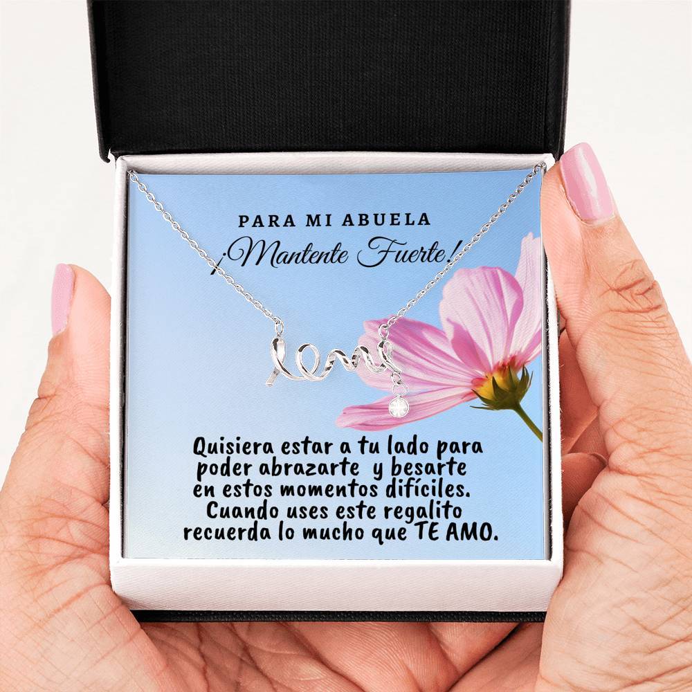 Collar con tarjeta con mensaje para mi Abuela: Mantente Fuerte! Collar Love por siempre Jewelry 