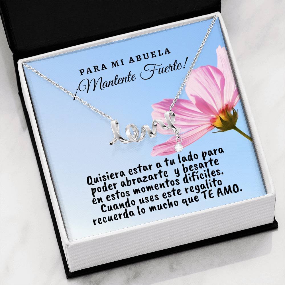 Collar con tarjeta con mensaje para mi Abuela: Mantente Fuerte! Collar Love por siempre Jewelry High Polished .316 Surgical Steel Scripted Love 