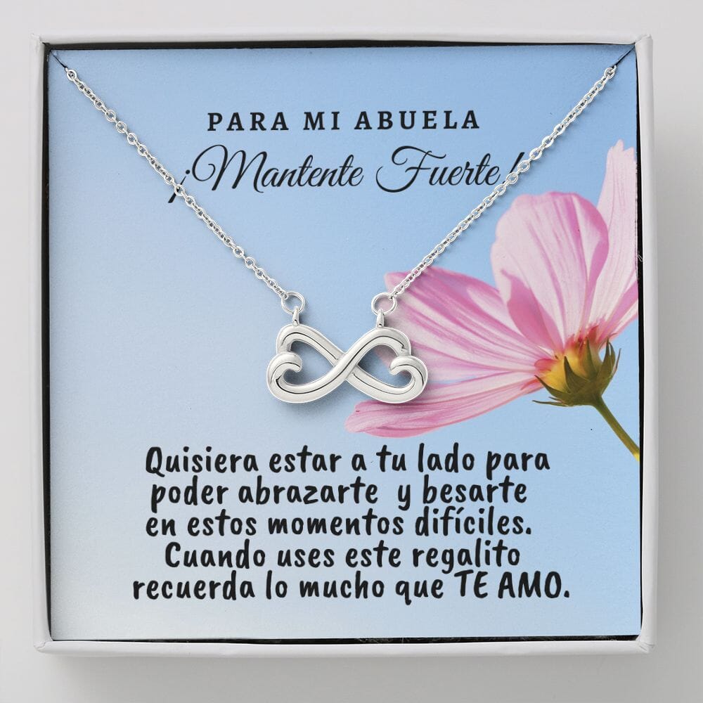 Collar con tarjeta con mensaje para mi Abuela: Mantente Fuerte! Jewelry 14k White Gold Finish 