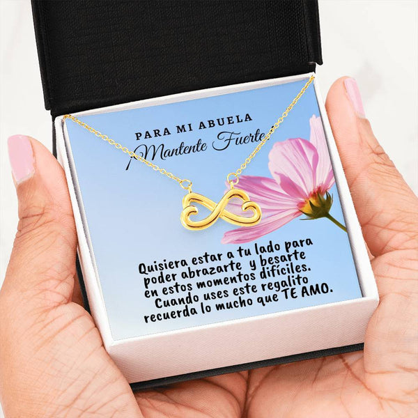 Collar con tarjeta con mensaje para mi Abuela: Mantente Fuerte! Jewelry ShineOn Fulfillment 18k Yellow Gold Finish 