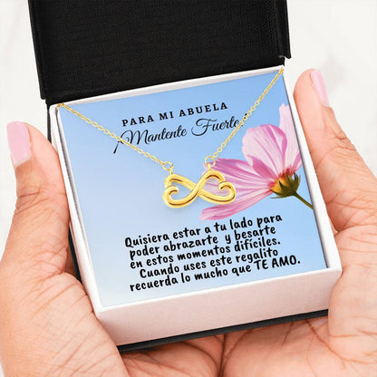 Collar con tarjeta con mensaje para mi Abuela: Mantente Fuerte! Jewelry 