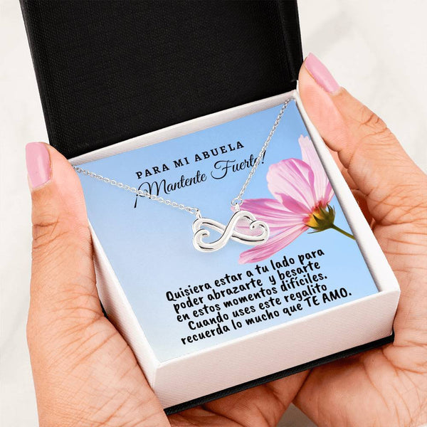 Collar con tarjeta con mensaje para mi Abuela: Mantente Fuerte! Jewelry ShineOn Fulfillment 14k White Gold Finish 