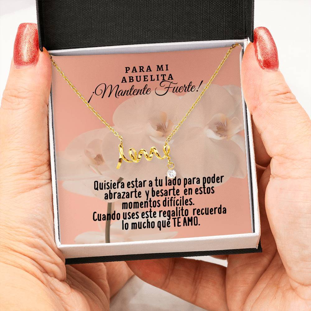 Collar con tarjeta con mensaje para mi Abuelita: Mantente Fuerte! Collar Love por siempre Jewelry ShineOn Fulfillment 