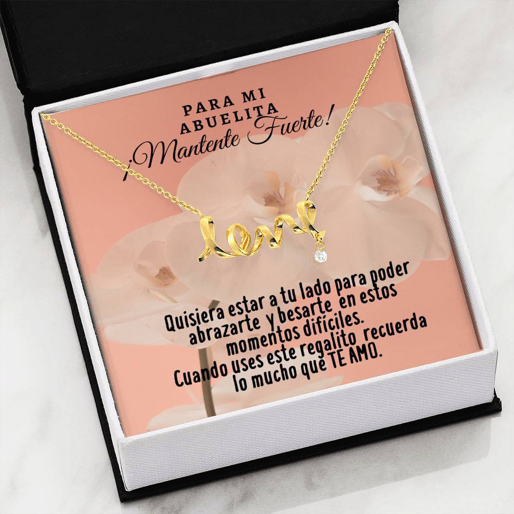 Collar con tarjeta con mensaje para mi Abuelita: Mantente Fuerte! Collar Love por siempre Jewelry 18k Yellow Gold Scripted Love 