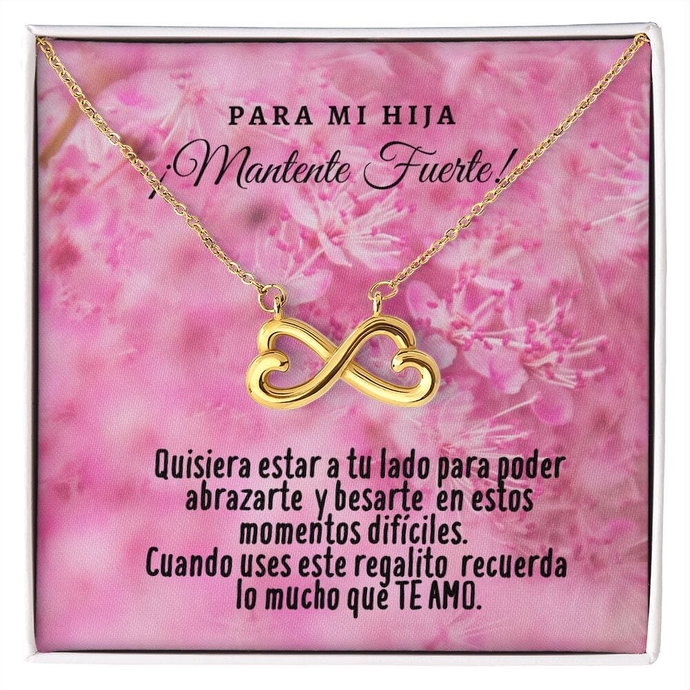 Collar con tarjeta con mensaje para mi Hija: Mantente Fuerte! Jewelry 18k Yellow Gold Finish 