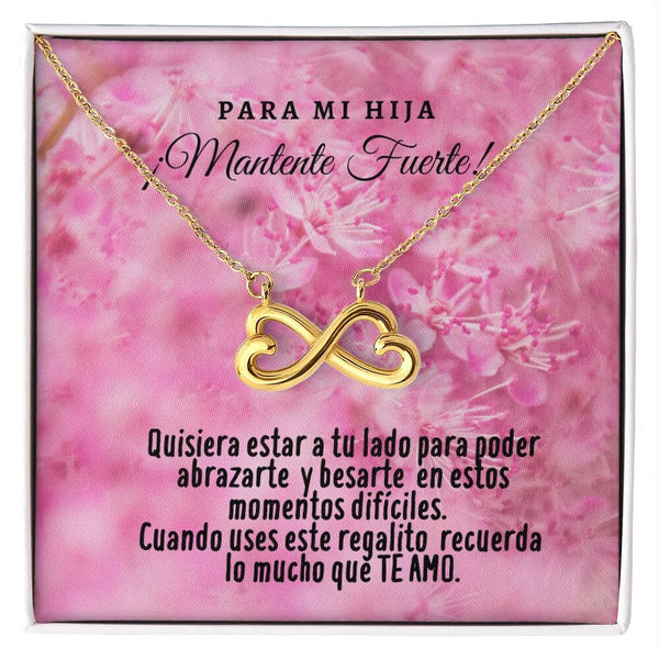 Collar con tarjeta con mensaje para mi Hija: Mantente Fuerte! Jewelry 18k Yellow Gold Finish 