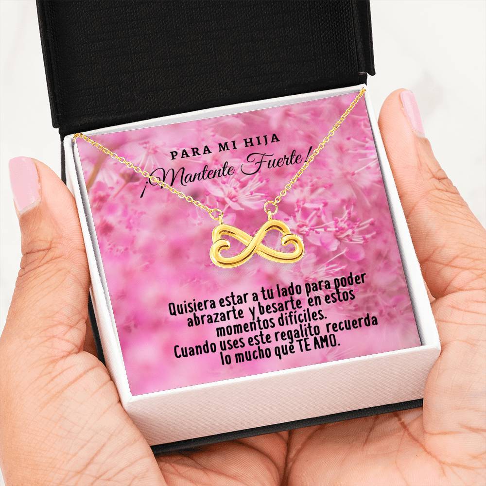 Collar con tarjeta con mensaje para mi Hija: Mantente Fuerte! Jewelry ShineOn Fulfillment 18k Yellow Gold Finish 