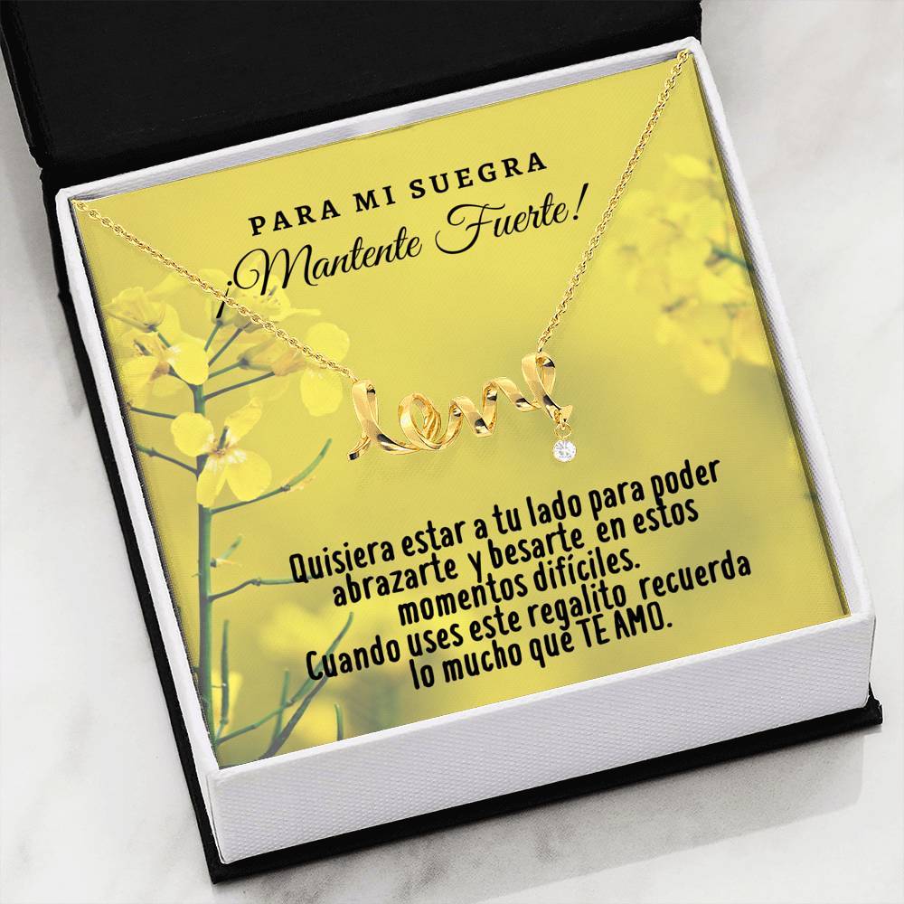 Collar con tarjeta con mensaje para mi Suegra: Mantente Fuerte! Collar Love por siempre Jewelry ShineOn Fulfillment 18k Yellow Gold Scripted Love 