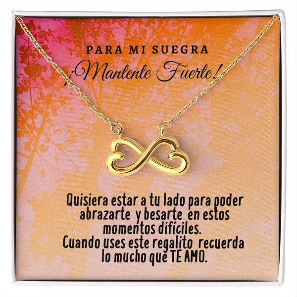 Collar con tarjeta con mensaje para mi Suegra: Mantente Fuerte! Jewelry 18k Yellow Gold Finish 