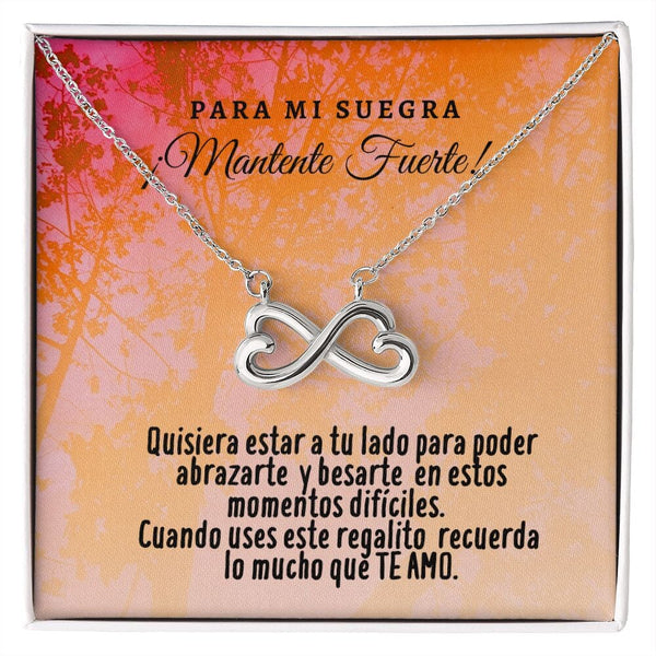 Collar con tarjeta con mensaje para mi Suegra: Mantente Fuerte! Jewelry 14k White Gold Finish 