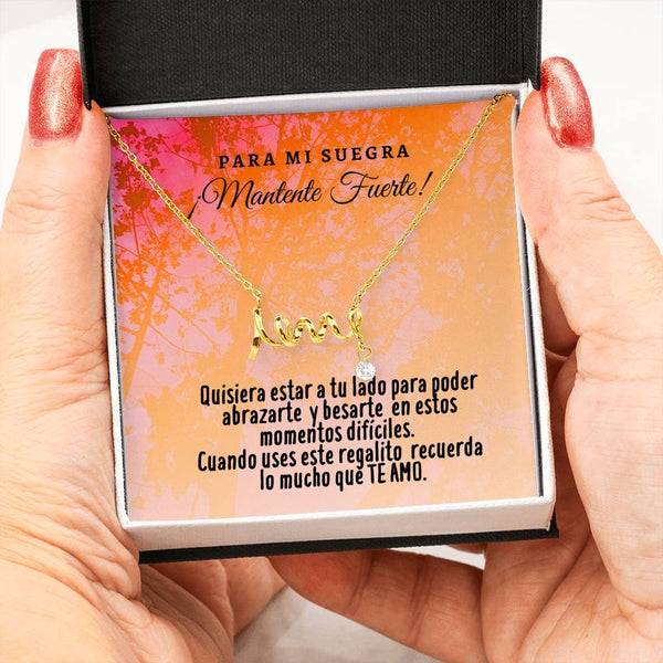 Collar con tarjeta con mensaje para Suegra: Mantente Fuerte! Collar Love por siempre Jewelry 