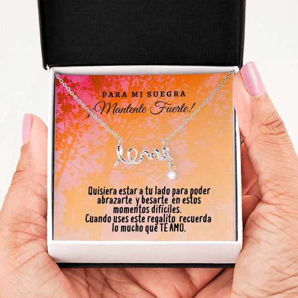 Collar con tarjeta con mensaje para Suegra: Mantente Fuerte! Collar Love por siempre Jewelry 