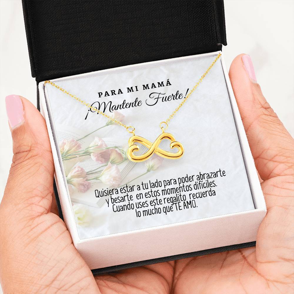Collar con tarjeta con mensaje para mamá: Mantente Fuerte! Jewelry ShineOn Fulfillment 18k Yellow Gold Finish 