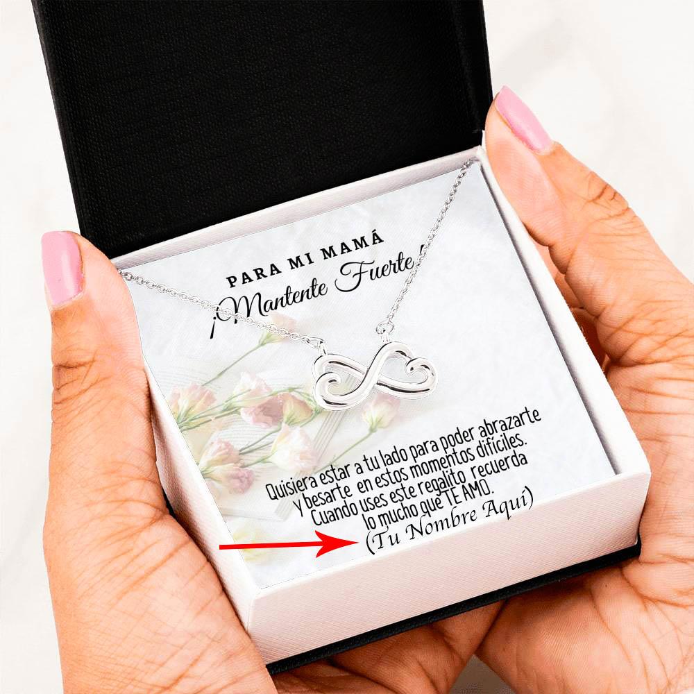 Collar con tarjeta personalizada mensaje para mamá: Mantente Fuerte! Jewelry ShineOn Fulfillment 14k White Gold Finish 