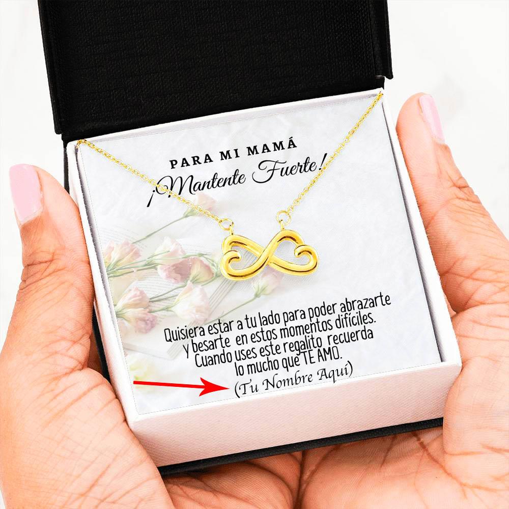 Collar con tarjeta personalizada mensaje para mamá: Mantente Fuerte! Jewelry ShineOn Fulfillment 18k Yellow Gold Finish 