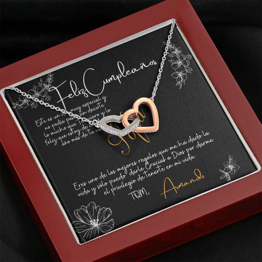 Collar con tarjeta personalizada para Cumpleañera - corazones entrelazados - Cumpleaños Jewelry/InterlockingHearts 