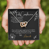 Collar con tarjeta personalizada para Cumpleañera - corazones entrelazados Jewelry ShineOn Fulfillment 