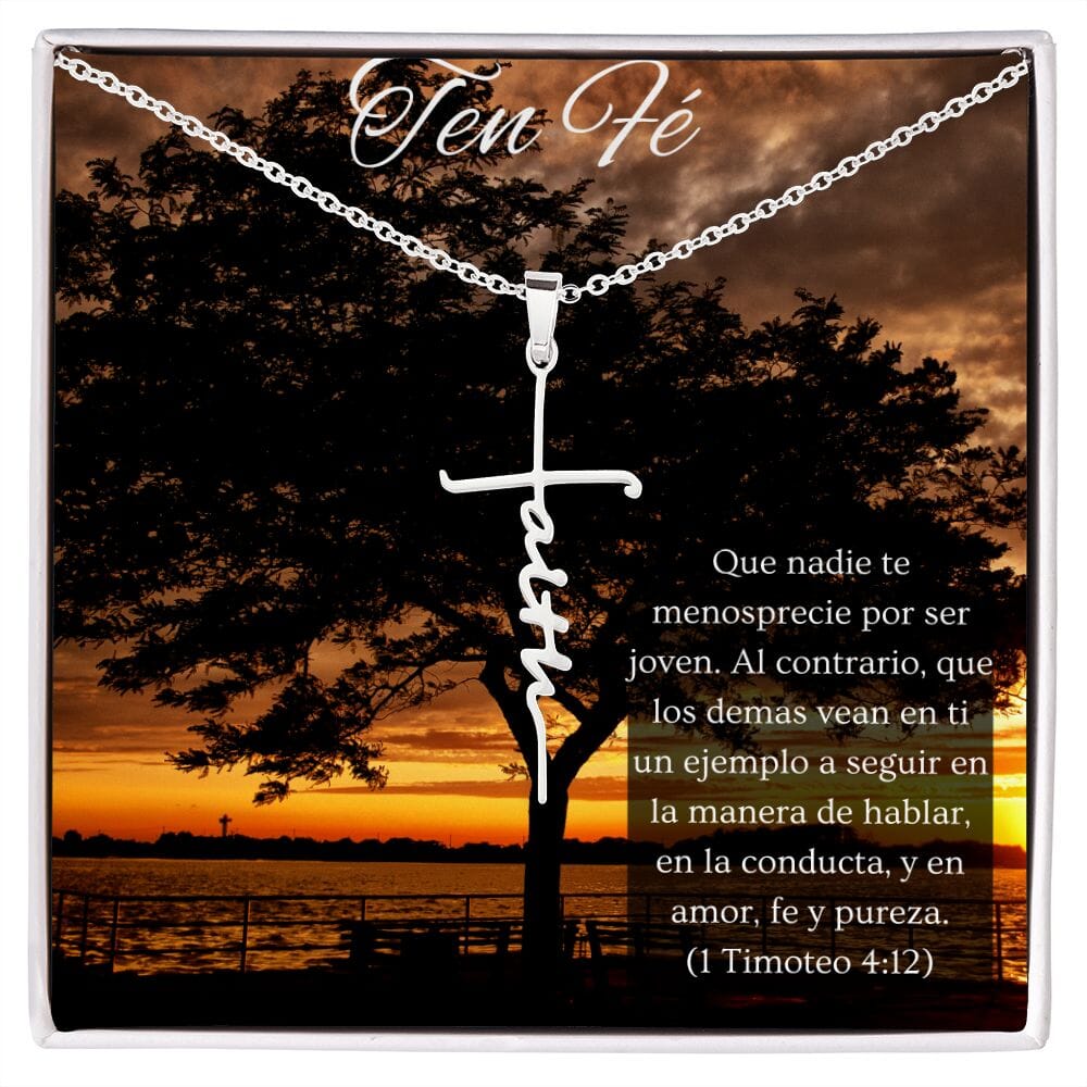 6 Collar cruz Faith (Fé)-1 Timoteo 4:12 Jewelry ShineOn Fulfillment 