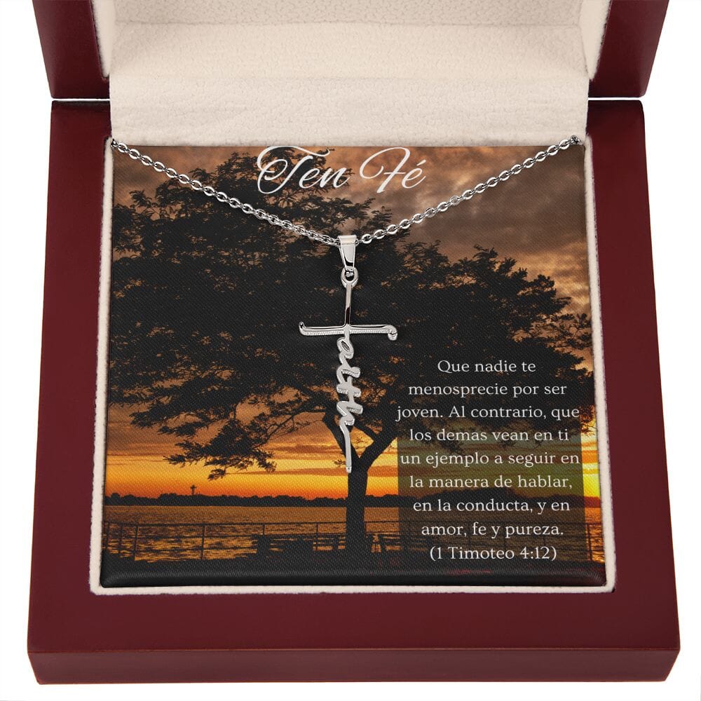 6 Collar cruz Faith (Fé)-1 Timoteo 4:12 Jewelry ShineOn Fulfillment 