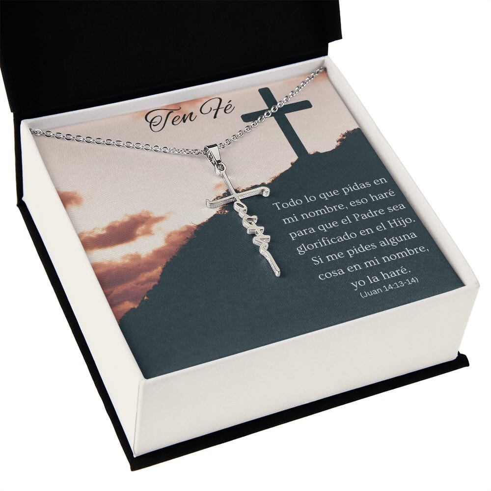1 Collar cruz Faith (Fé) Juan 14:13-14 Jewelry ShineOn Fulfillment 