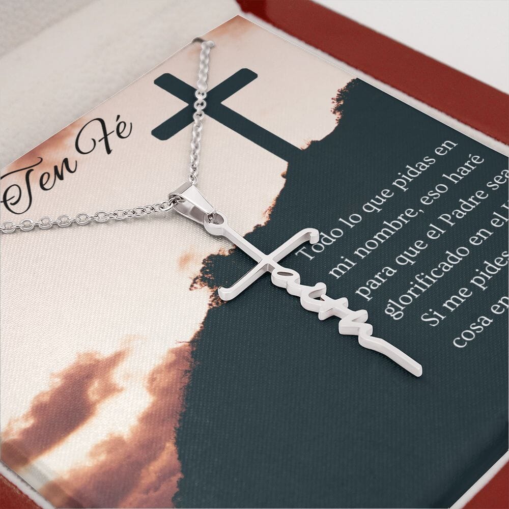 1 Collar cruz Faith (Fé) Juan 14:13-14 Jewelry ShineOn Fulfillment 