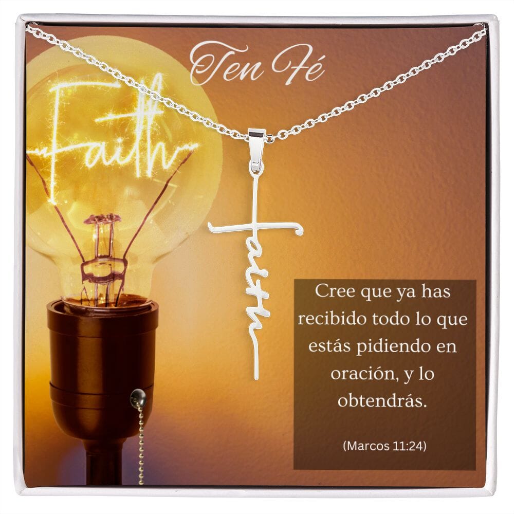 Collar cruz Faith (Fé) - Marcos 11:24 Jewelry ShineOn Fulfillment 