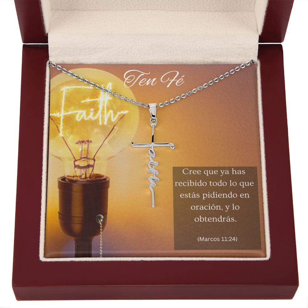 Collar cruz Faith (Fé) - Marcos 11:24 Jewelry ShineOn Fulfillment 