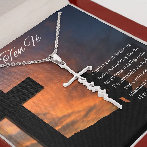 5 Collar cruz Faith (Fé) -Proverbios 3:5-6 Jewelry ShineOn Fulfillment 