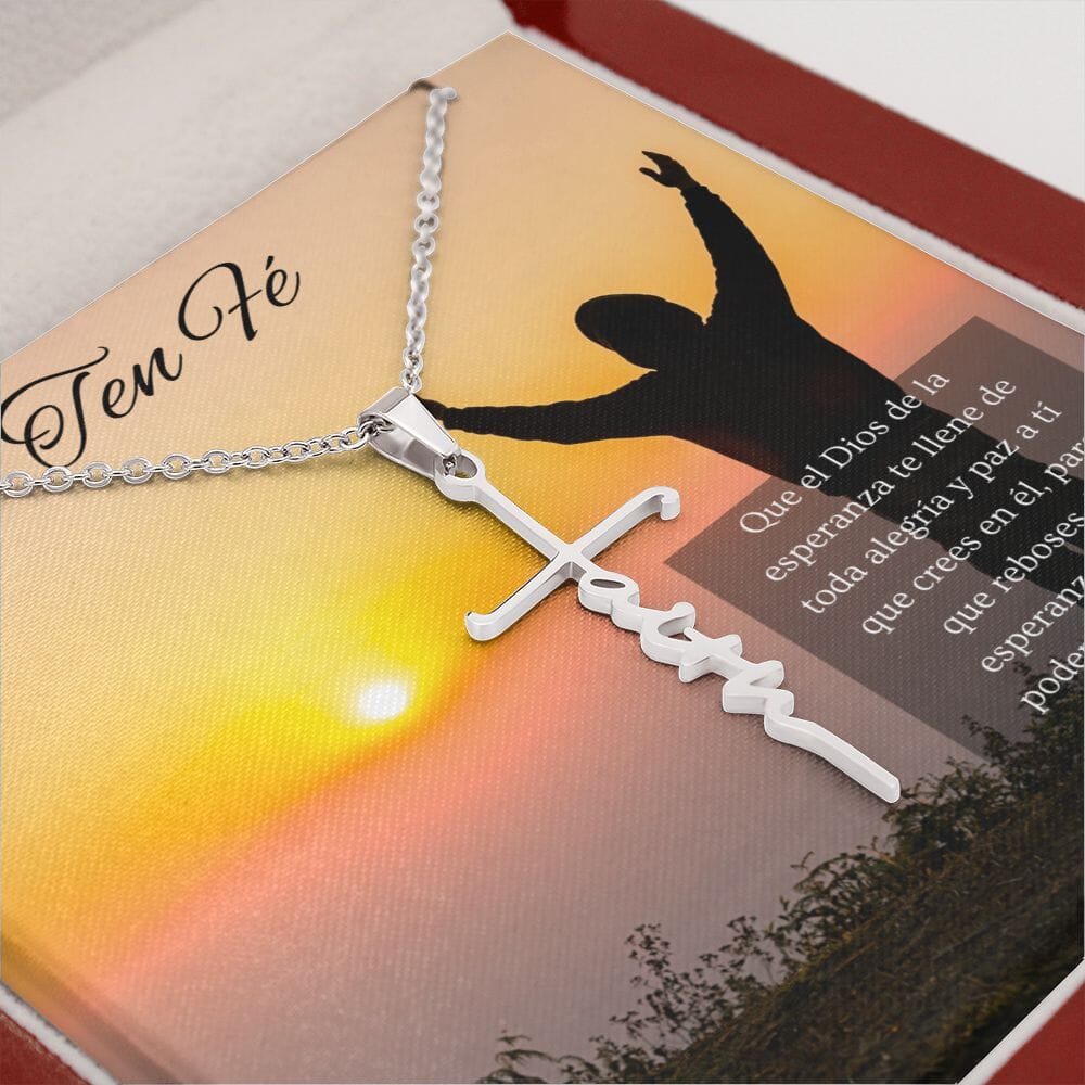 Collar cruz Faith (Fe) -Romanos 15:13 Jewelry 