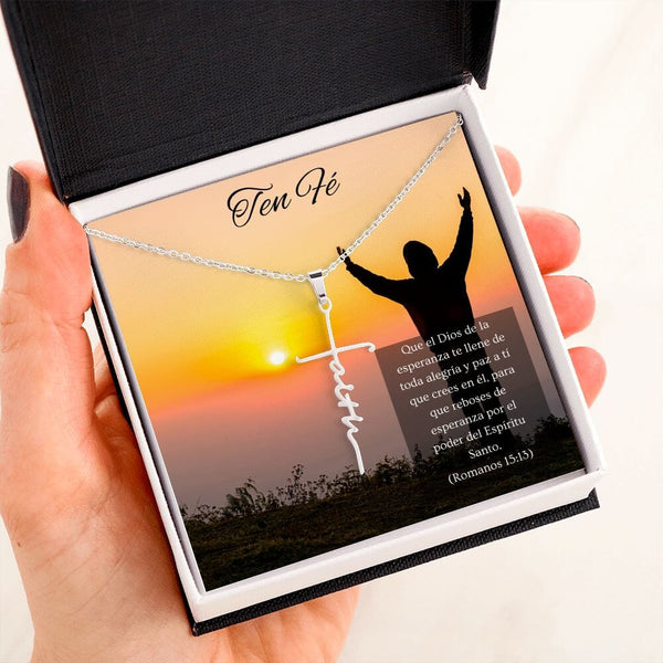 Collar cruz Faith (Fe) -Romanos 15:13 Jewelry 