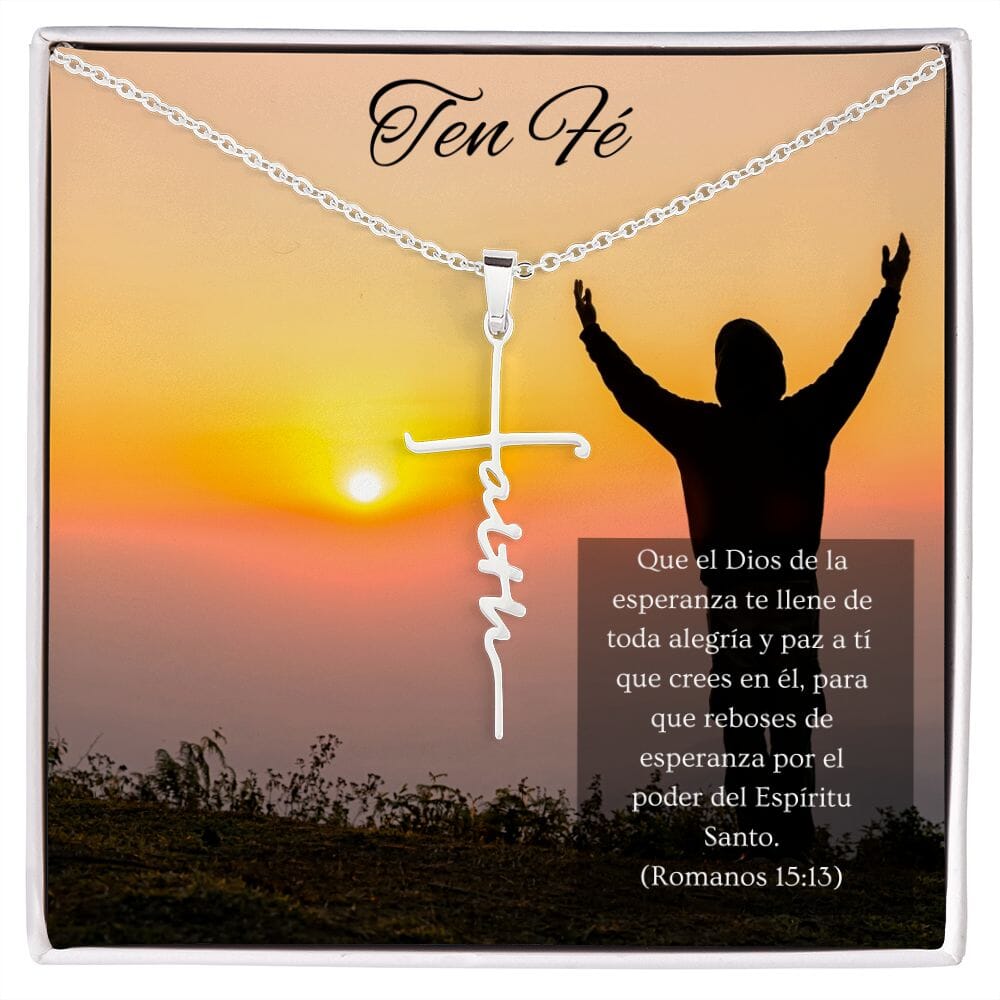 Collar cruz Faith (Fe) -Romanos 15:13 Jewelry 
