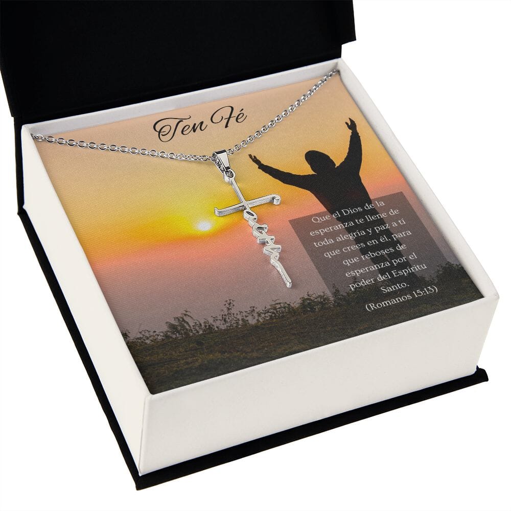 Collar cruz Faith (Fe) -Romanos 15:13 Jewelry 