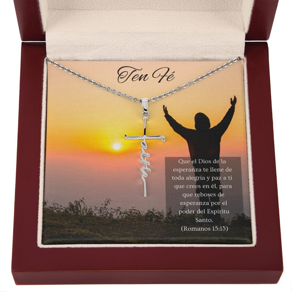 4 Collar cruz Faith (Fé) -Romanos 15:13 Jewelry ShineOn Fulfillment 