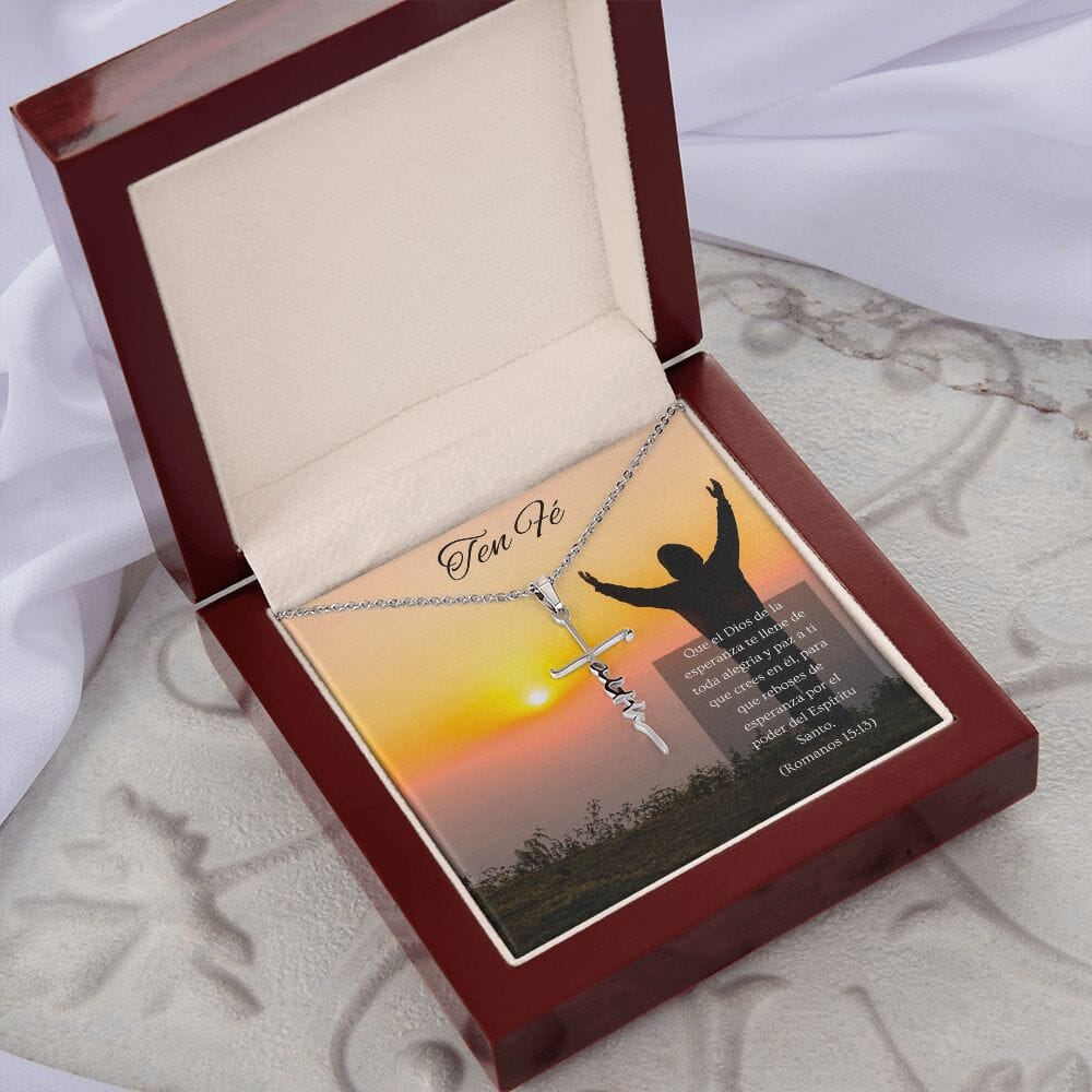 Collar cruz Faith (Fe) -Romanos 15:13 Jewelry 