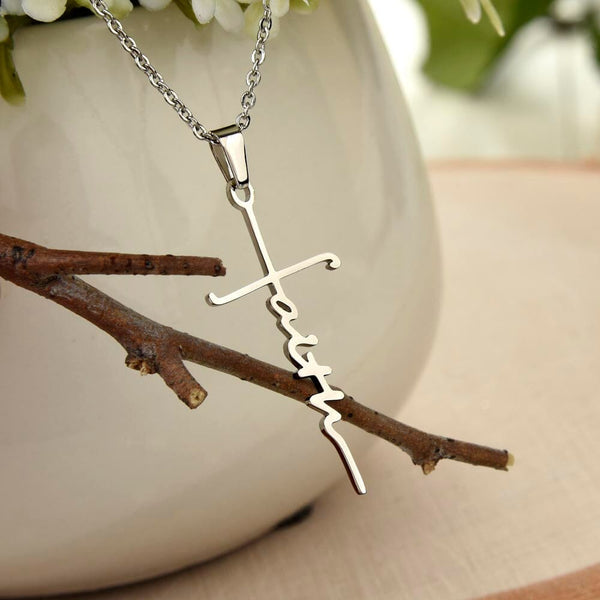 Collar cruz Faith (Fe) -Romanos 15:13 Jewelry 
