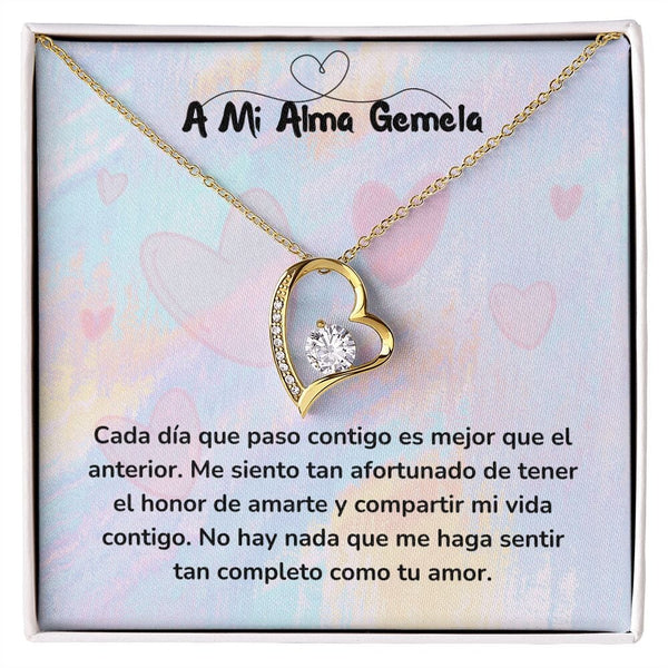 Collar de Amor de Siempre con Tarjeta Jewelry Acabado en Oro Amarillo de 18 quilates. Cajita Estandard (Gratis) 