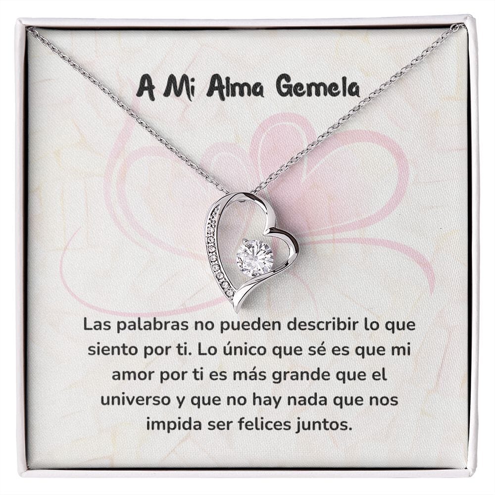 Collar de Amor Eterno con Tarjeta Jewelry Acabado en oro blanco de 14 k Cajita Estandard (Gratis) 