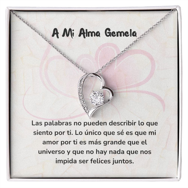 Collar de Amor Eterno con Tarjeta Jewelry Acabado en oro blanco de 14 k Cajita Estandard (Gratis) 