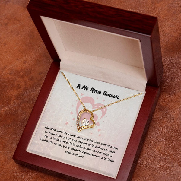 Collar de Amor Eterno con Tarjeta Regalo Jewelry ShineOn Fulfillment Acabado en Oro Amarillo de 18 quilates. Cajita de Lujo con Luz Led 
